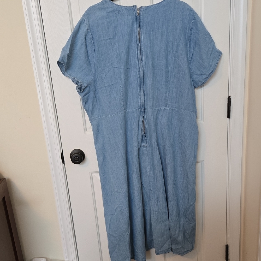 Madewell Light Blue Asymmetrical Button Midi Dress - image 5